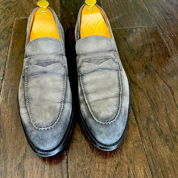 Magnanni & Saks Fifth Avenue Gray Suede Loafers - Picture 2 of 8